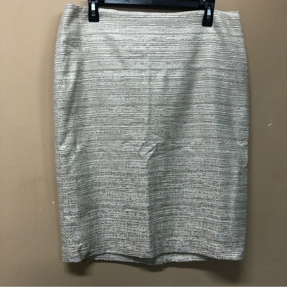 Talbots Cream Gold Sparkly Pencil Skirt Size 12 NWT - Picture 1 of 5